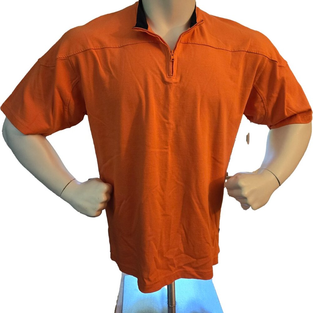 Orvis Orange Yarn Dyed Organic Cotton 1/4 Zip Shirt XL